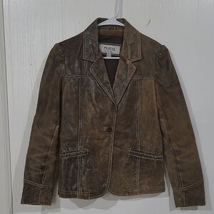 Vintage Wilson Leather Distressed Leather Western Style Blazer Jacket Size Large